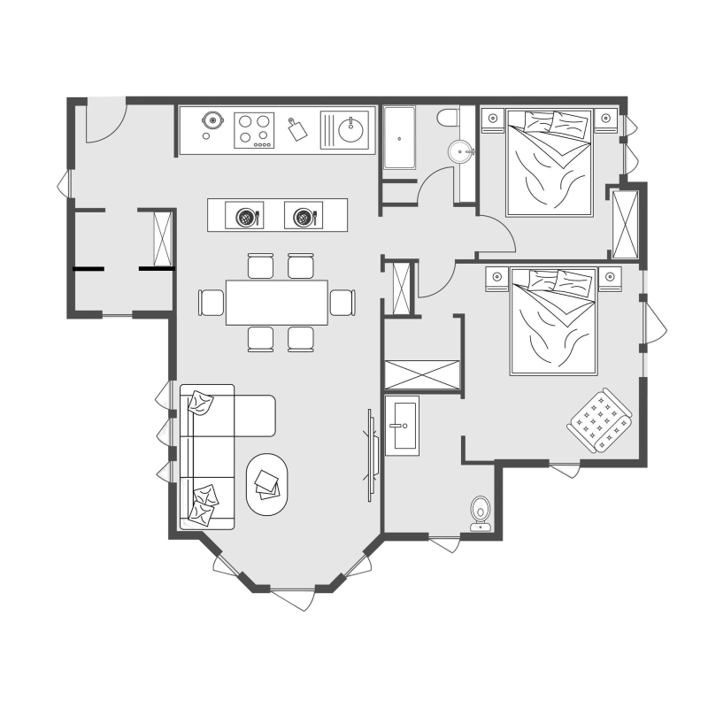 Two bedroom apartment floor plan